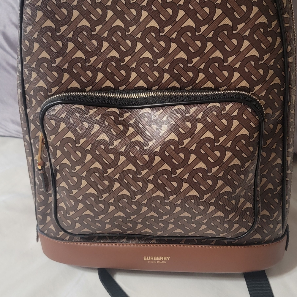 Authentic Burberry Tan and Brown Monogram Backpack